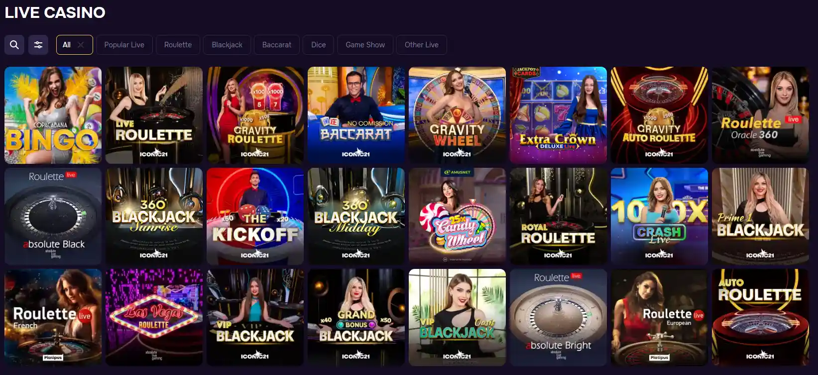 Gtspins Casino live casino with roulette blackjack game shows and live dealers