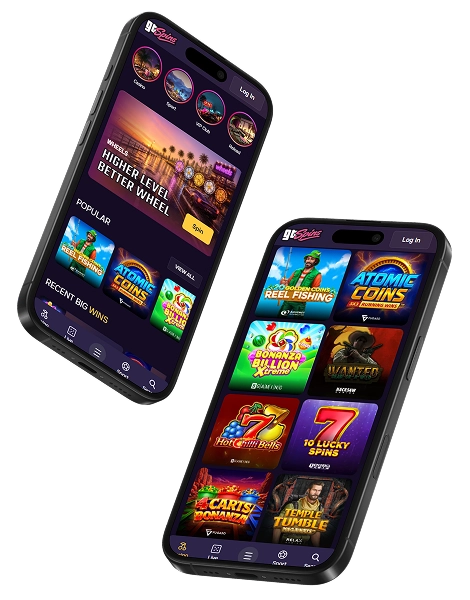 Gtspins Casino mobile browser interface with casino games and account features