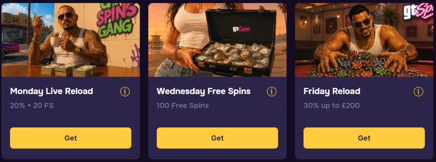 Gtspins Casino Weekly Reload Bonuses